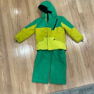 Obermeyer Kids Green and Yellow Puffer Jacket & Pants